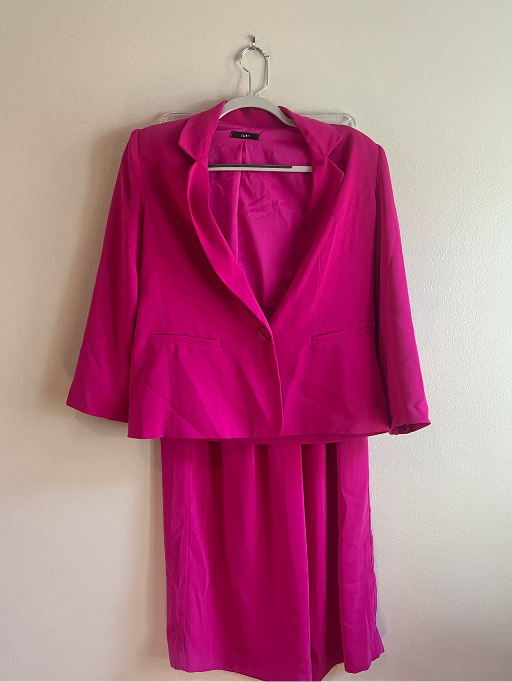 Ruti Hot Pink Fuchsia Blazer & Wide Leg Pants Suit Set Size 6